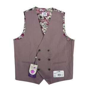 Tayion Mens Asupreme Regular Fit Solid Suit Vest Mauve Pink M